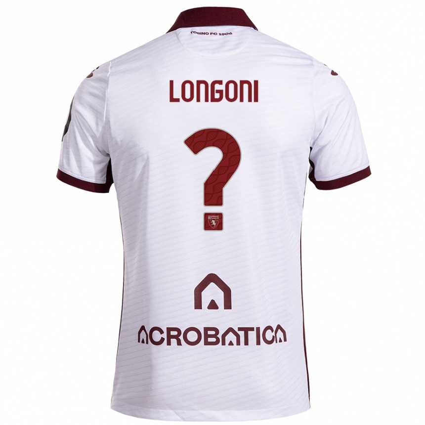 Kids Football Marco Longoni #0 White Maroon Away Jersey 2024/25 T-Shirt Uk