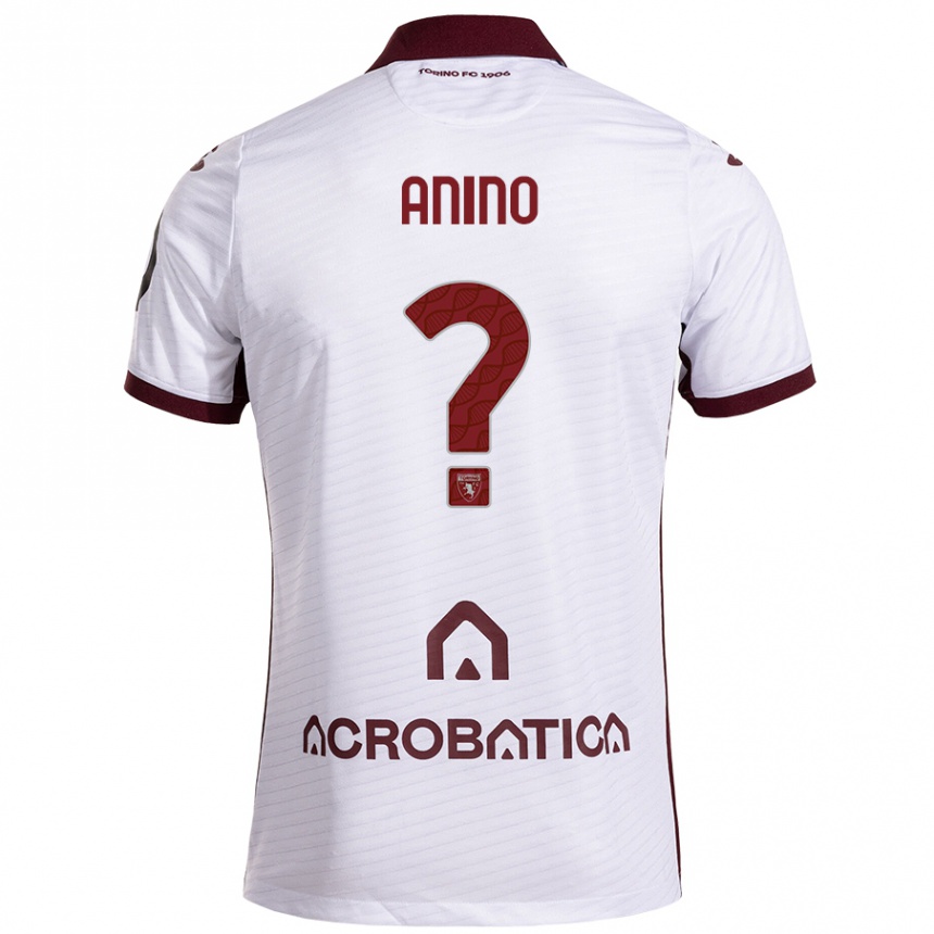 Kids Football Riccardo Anino #0 White Maroon Away Jersey 2024/25 T-Shirt Uk