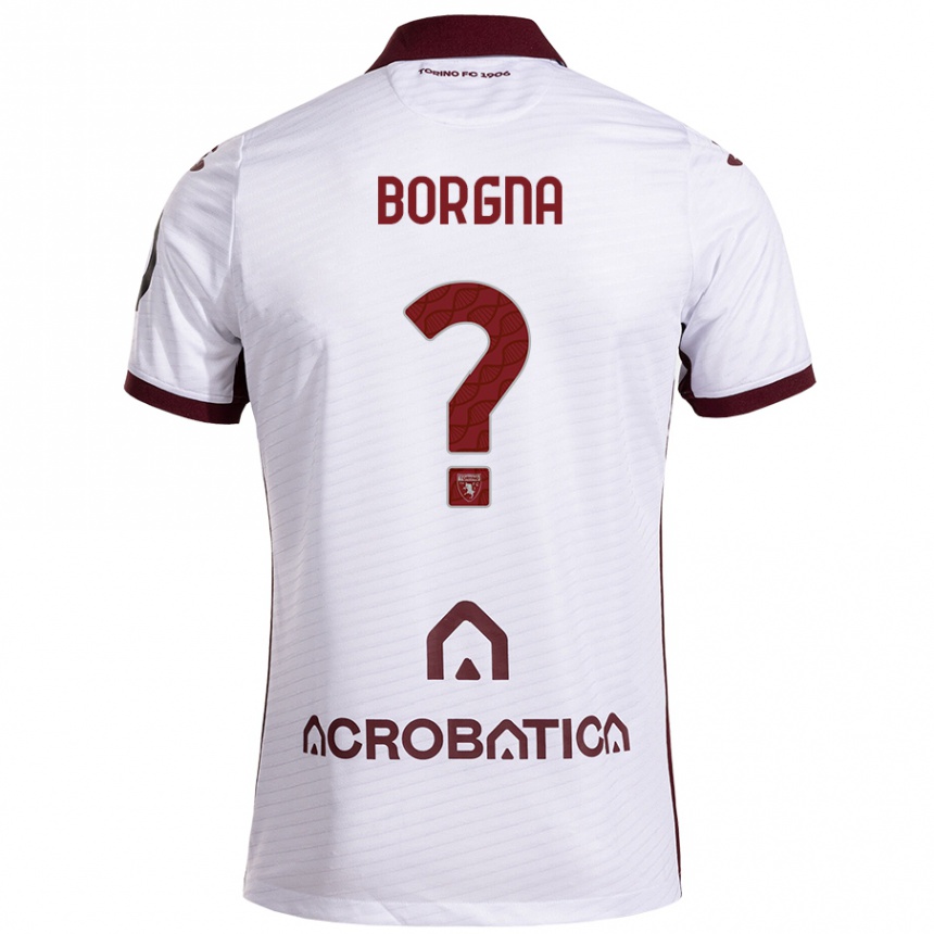 Kids Football Federico Borgna #0 White Maroon Away Jersey 2024/25 T-Shirt Uk