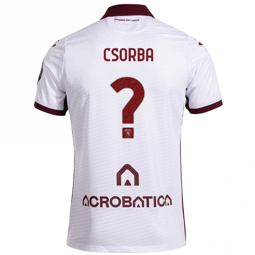 Kids Football Noel Csorba #0 White Maroon Away Jersey 2024/25 T-Shirt Uk