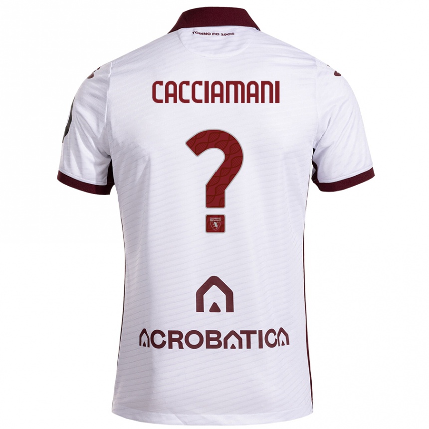 Kids Football Alessio Cacciamani #0 White Maroon Away Jersey 2024/25 T-Shirt Uk