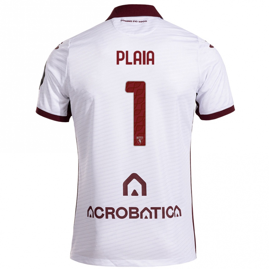 Kids Football Francesco Plaia #1 White Maroon Away Jersey 2024/25 T-Shirt Uk