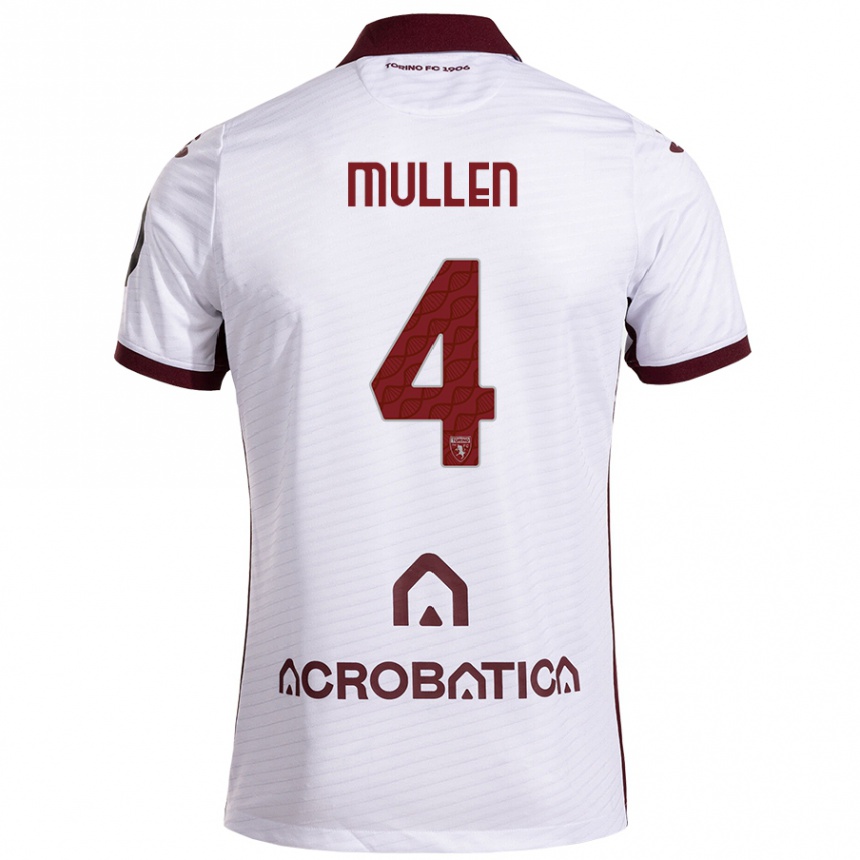 Kids Football Senan Mullen #4 White Maroon Away Jersey 2024/25 T-Shirt Uk