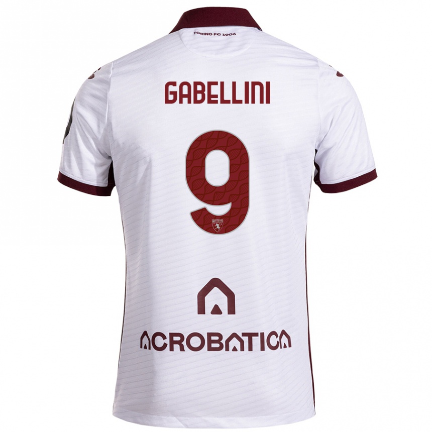 Kids Football Tommaso Gabellini #9 White Maroon Away Jersey 2024/25 T-Shirt Uk