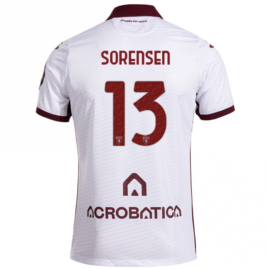 Kids Football Ben Sørensen #13 White Maroon Away Jersey 2024/25 T-Shirt Uk