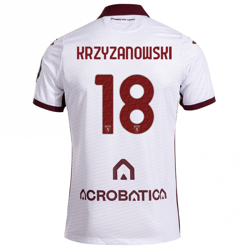 Kids Football Jakub Krzyzanowski #18 White Maroon Away Jersey 2024/25 T-Shirt Uk