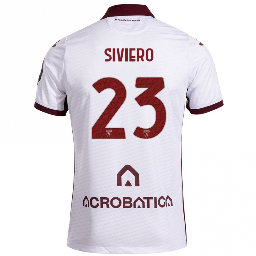 Kids Football Lapo Siviero #23 White Maroon Away Jersey 2024/25 T-Shirt Uk