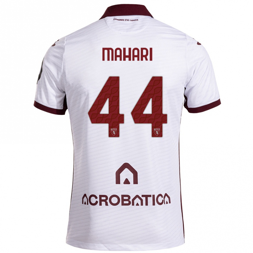 Kids Football Efdon Mahari #44 White Maroon Away Jersey 2024/25 T-Shirt Uk