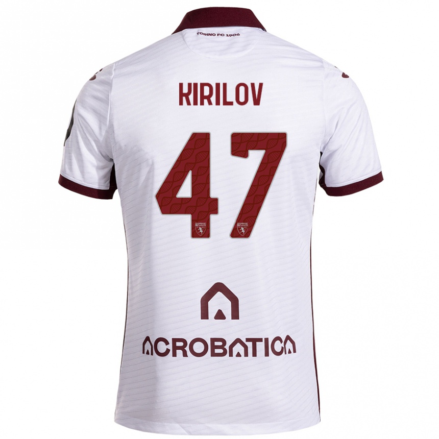 Kids Football Martin Kirilov #47 White Maroon Away Jersey 2024/25 T-Shirt Uk