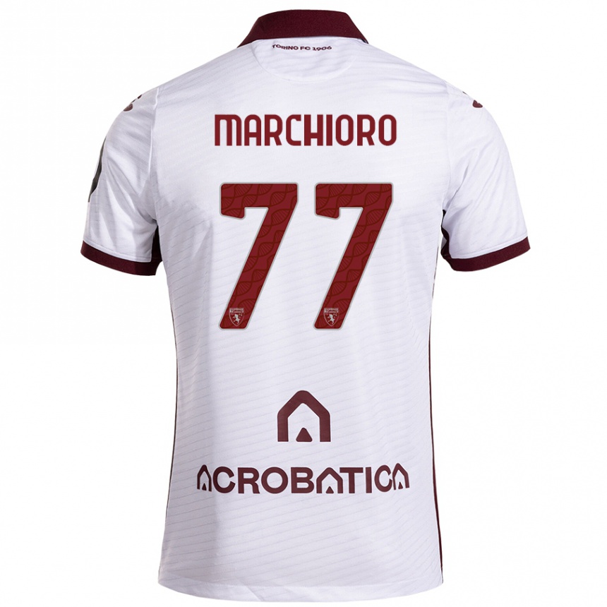 Kids Football Raffaele Marchioro #77 White Maroon Away Jersey 2024/25 T-Shirt Uk