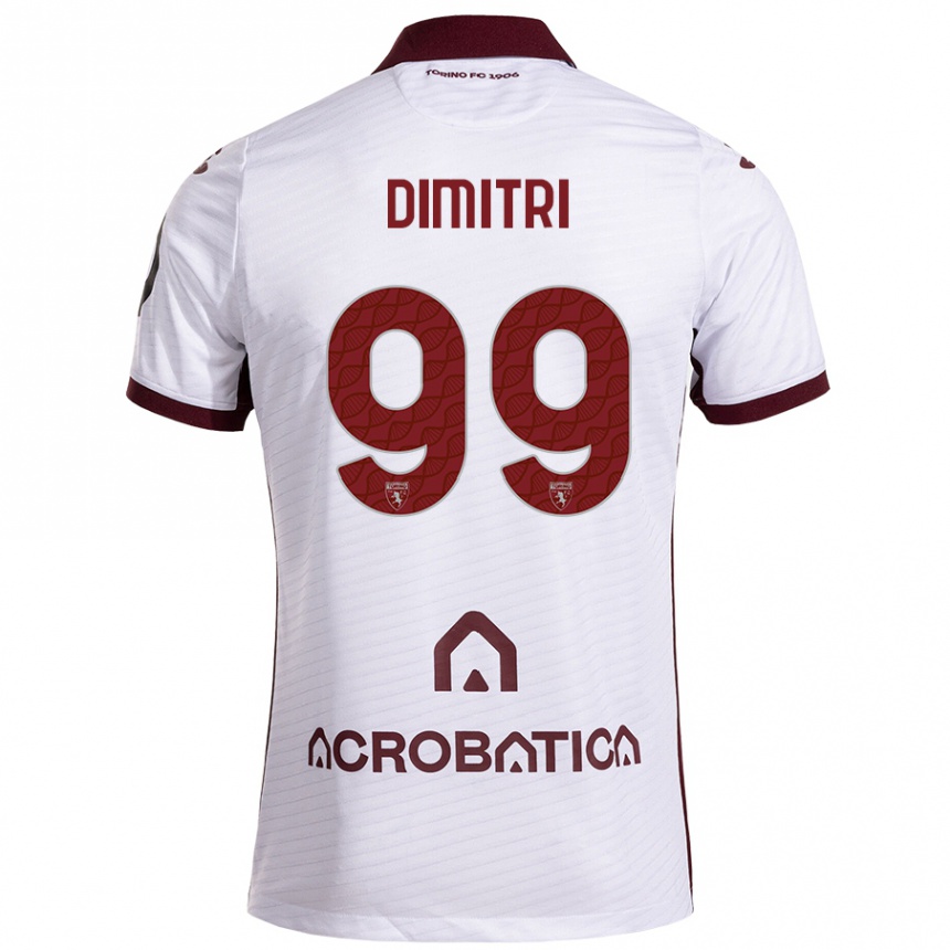 Kids Football Matteo Dimitri #99 White Maroon Away Jersey 2024/25 T-Shirt Uk