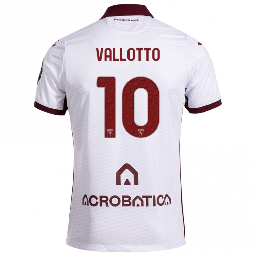 Kids Football Greta Vallotto #10 White Maroon Away Jersey 2024/25 T-Shirt Uk