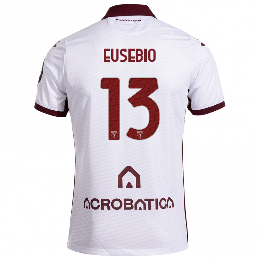 Kids Football Chiara Eusebio #13 White Maroon Away Jersey 2024/25 T-Shirt Uk