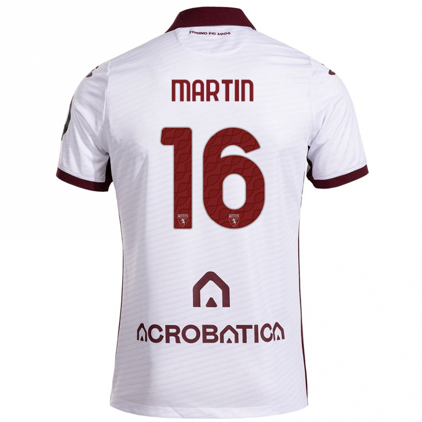 Kids Football Francesca Martin #16 White Maroon Away Jersey 2024/25 T-Shirt Uk