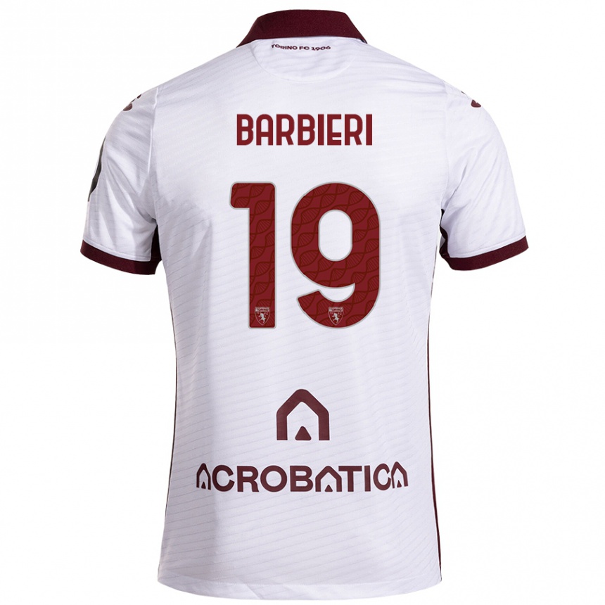 Kids Football Raffaella Barbieri #19 White Maroon Away Jersey 2024/25 T-Shirt Uk