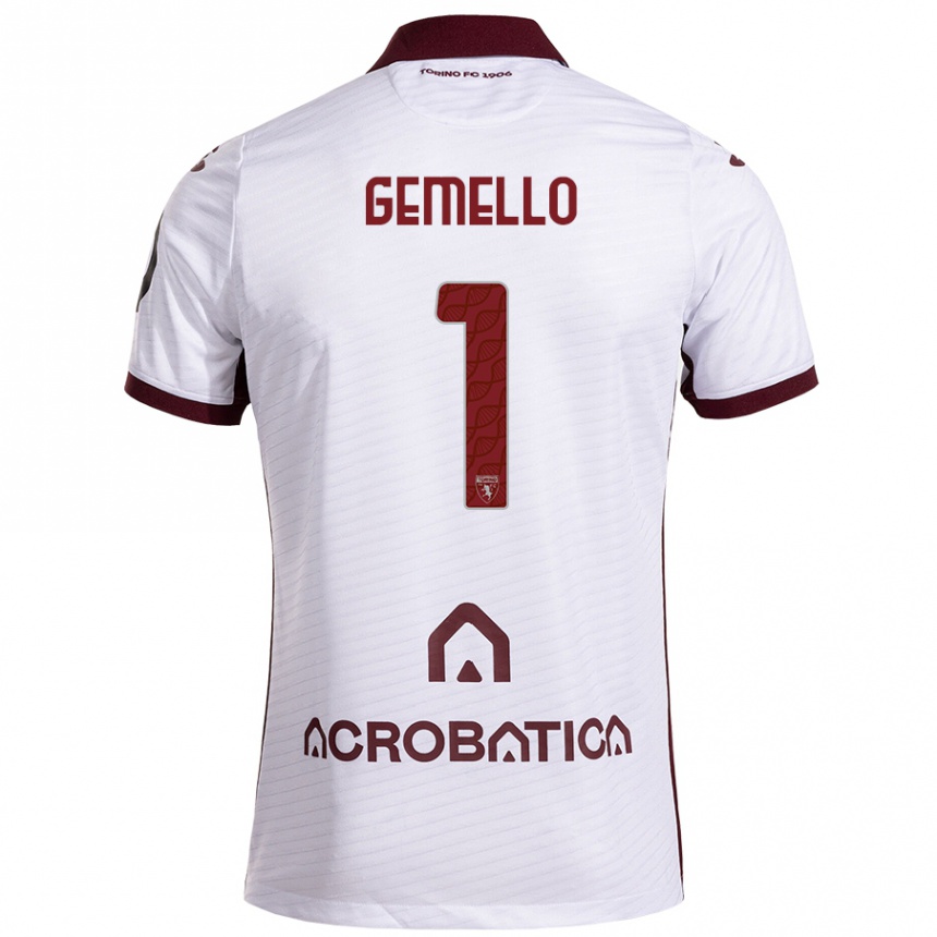 Kids Football Luca Gemello #1 White Maroon Away Jersey 2024/25 T-Shirt Uk