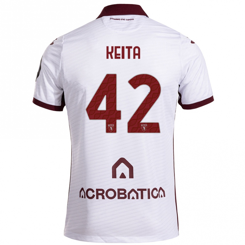 Kids Football Karamoko Keita #42 White Maroon Away Jersey 2024/25 T-Shirt Uk