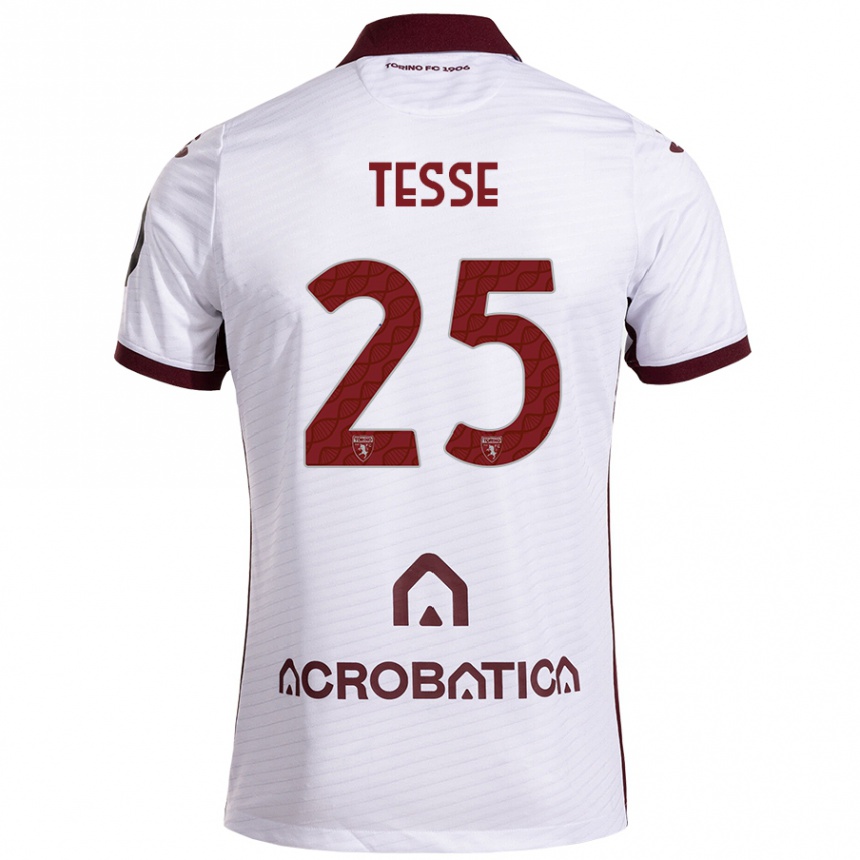 Kids Football Manuela Tesse #25 White Maroon Away Jersey 2024/25 T-Shirt Uk