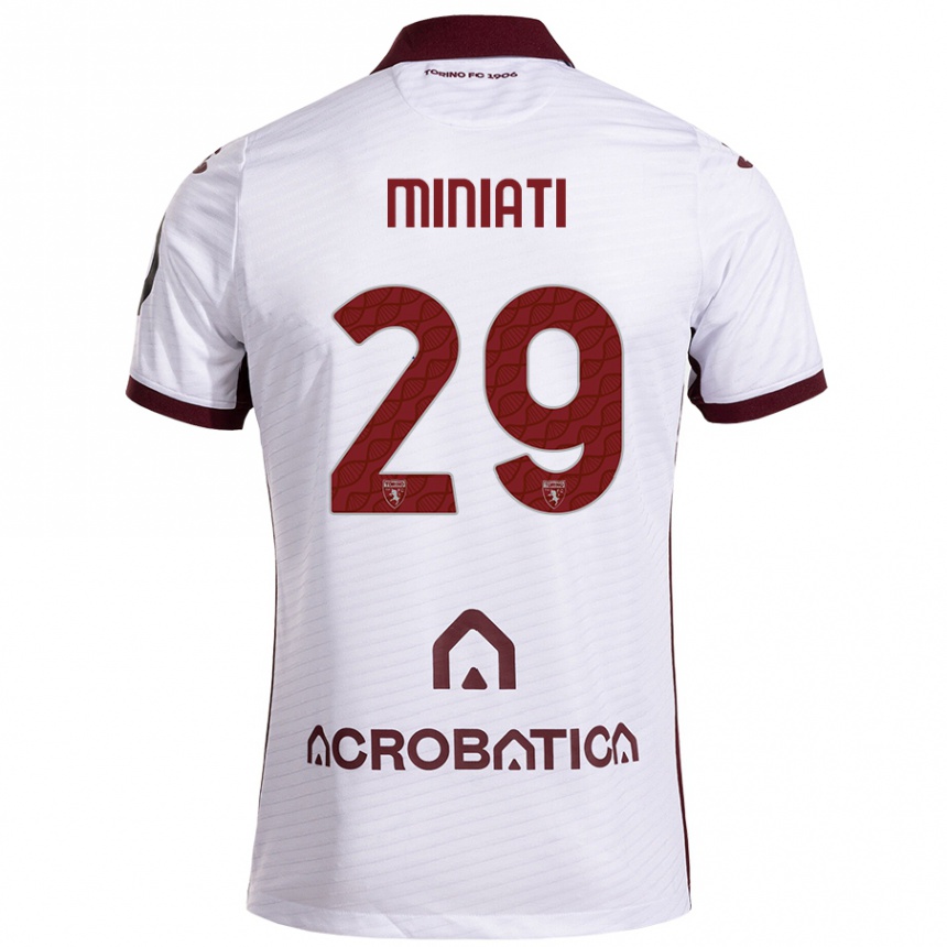 Kids Football Elisa Miniati #29 White Maroon Away Jersey 2024/25 T-Shirt Uk