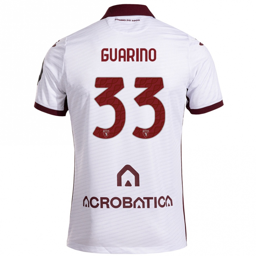 Kids Football Rita Guarino #33 White Maroon Away Jersey 2024/25 T-Shirt Uk