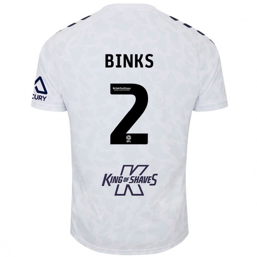 Kids Football Luis Binks #2 White Away Jersey 2024/25 T-Shirt Uk