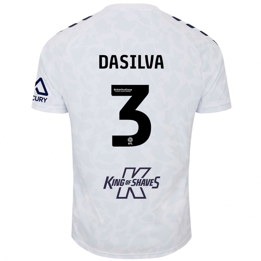 Kids Football Jay Dasilva #3 White Away Jersey 2024/25 T-Shirt Uk