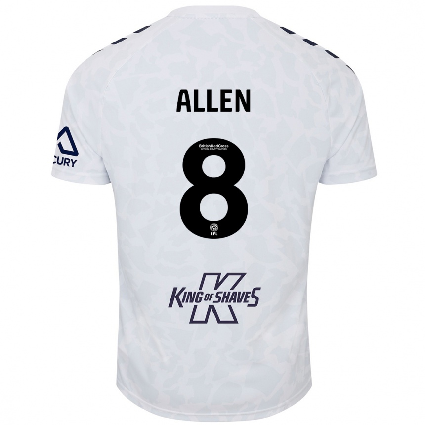 Kids Football Jamie Allen #8 White Away Jersey 2024/25 T-Shirt Uk