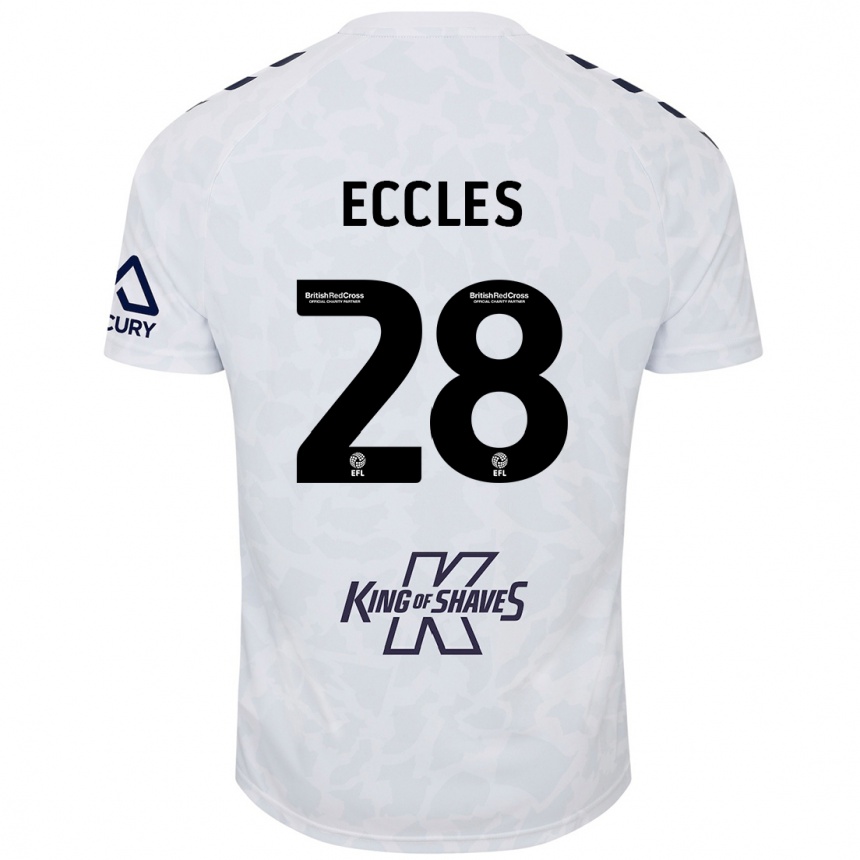 Kids Football Josh Eccles #28 White Away Jersey 2024/25 T-Shirt Uk