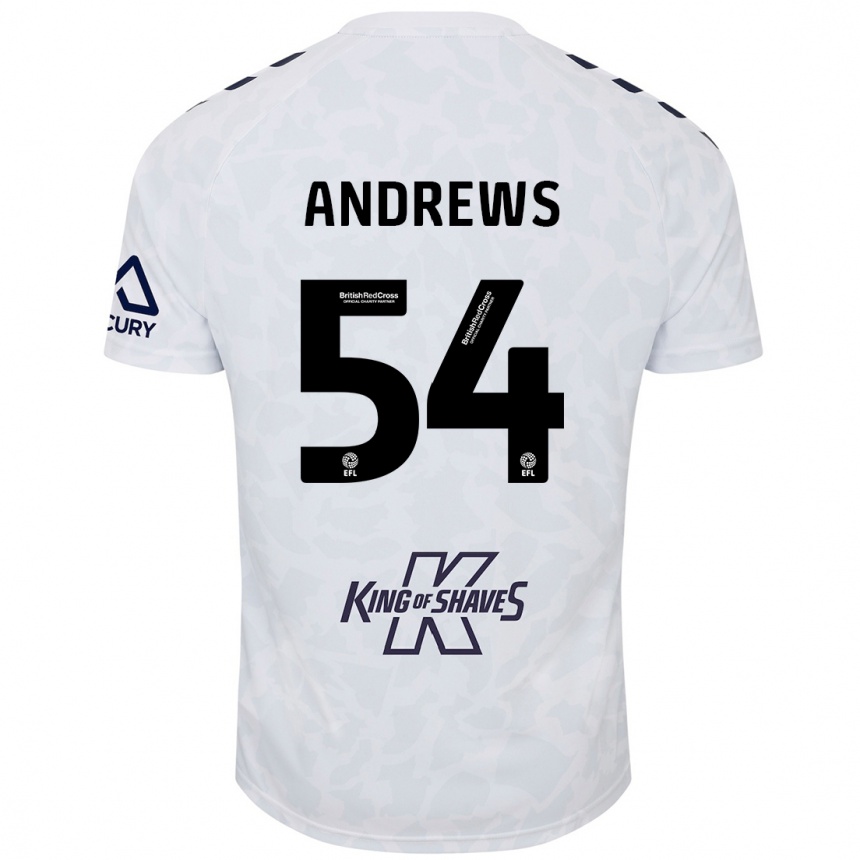 Kids Football Kai Andrews #54 White Away Jersey 2024/25 T-Shirt Uk