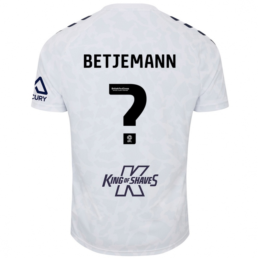 Kids Football Elliot Betjemann #0 White Away Jersey 2024/25 T-Shirt Uk