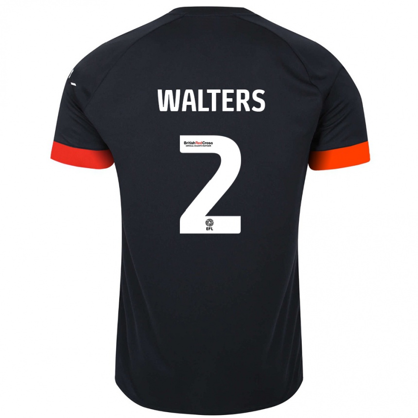 Kids Football Reuell Walters #2 Black Orange Away Jersey 2024/25 T-Shirt Uk