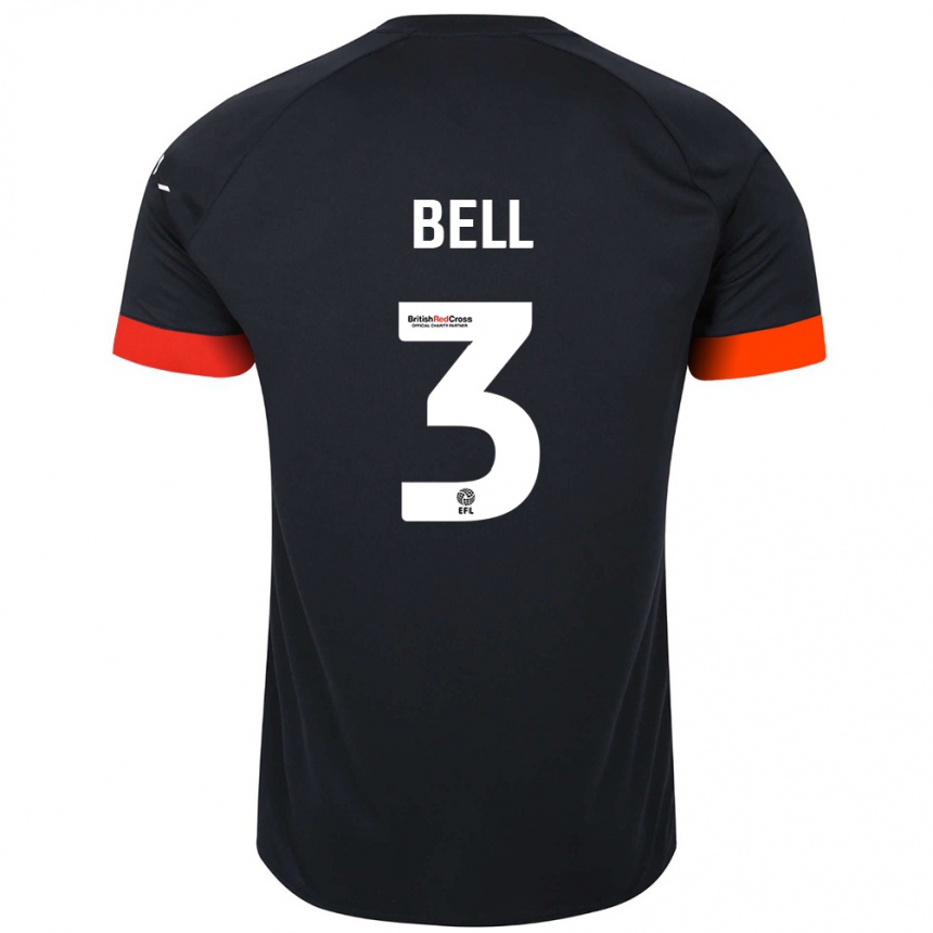 Kids Football Amari'i Bell #3 Black Orange Away Jersey 2024/25 T-Shirt Uk