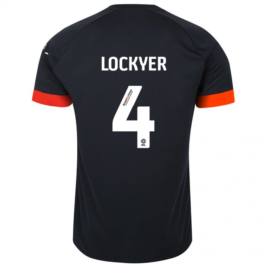 Kids Football Tom Lockyer #4 Black Orange Away Jersey 2024/25 T-Shirt Uk