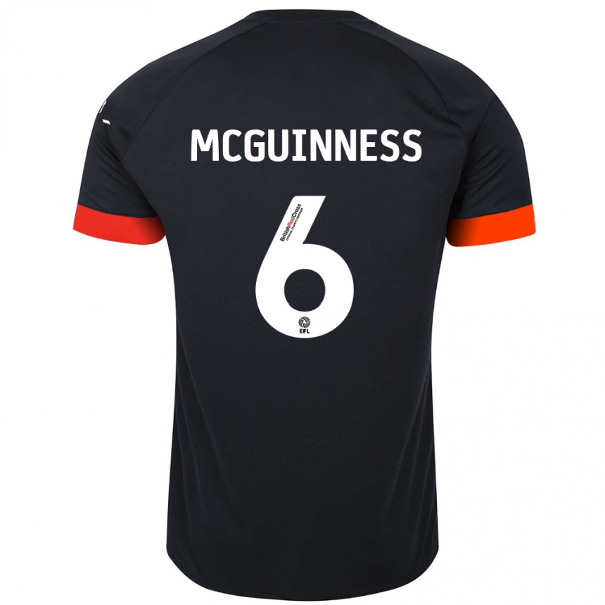 Kids Football Mark Mcguinness #6 Black Orange Away Jersey 2024/25 T-Shirt Uk