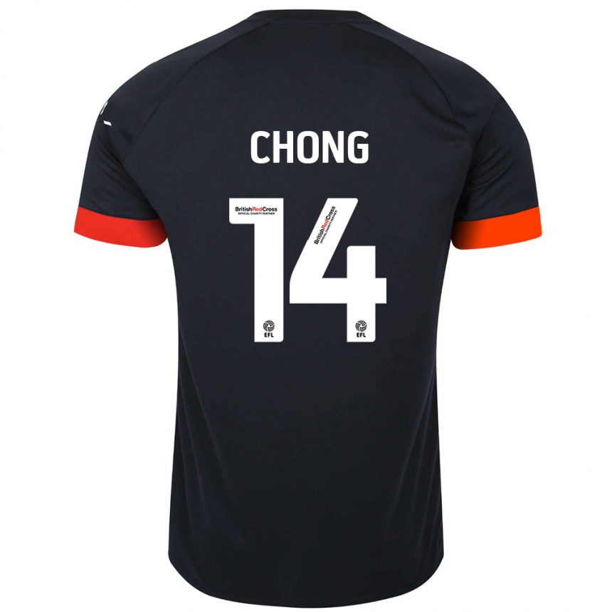 Kids Football Tahith Chong #14 Black Orange Away Jersey 2024/25 T-Shirt Uk