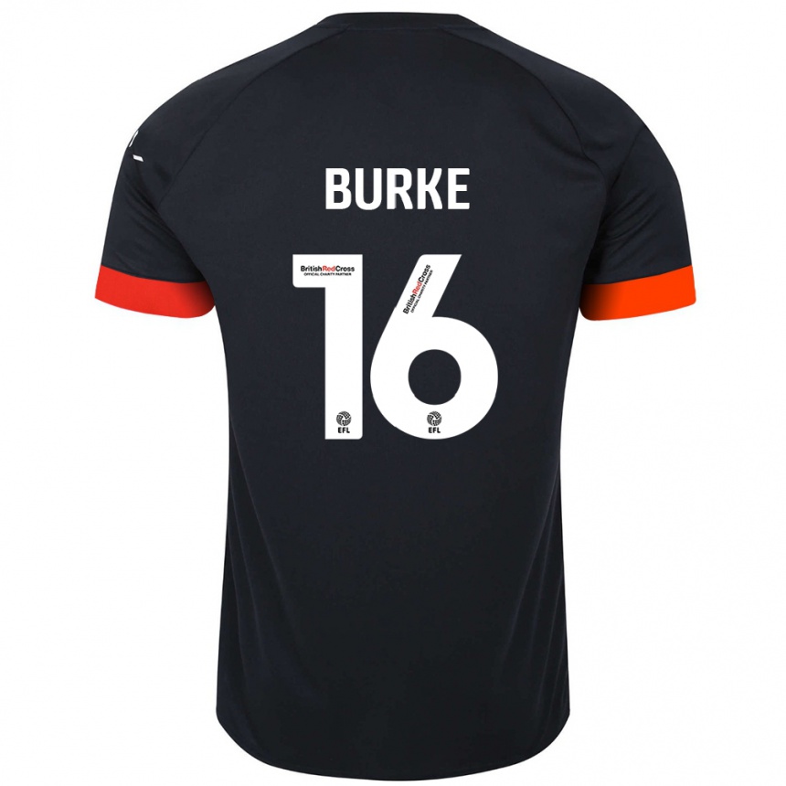 Kids Football Reece Burke #16 Black Orange Away Jersey 2024/25 T-Shirt Uk