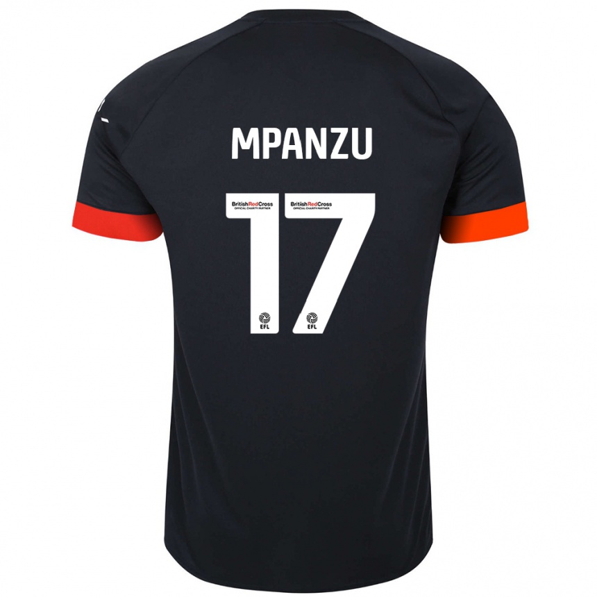 Kids Football Pelly Ruddock Mpanzu #17 Black Orange Away Jersey 2024/25 T-Shirt Uk