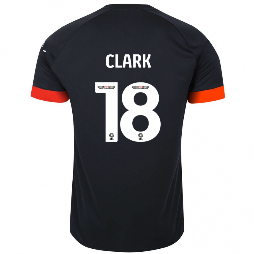 Kids Football Jordan Clark #18 Black Orange Away Jersey 2024/25 T-Shirt Uk