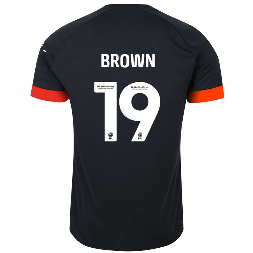 Kids Football Jacob Brown #19 Black Orange Away Jersey 2024/25 T-Shirt Uk