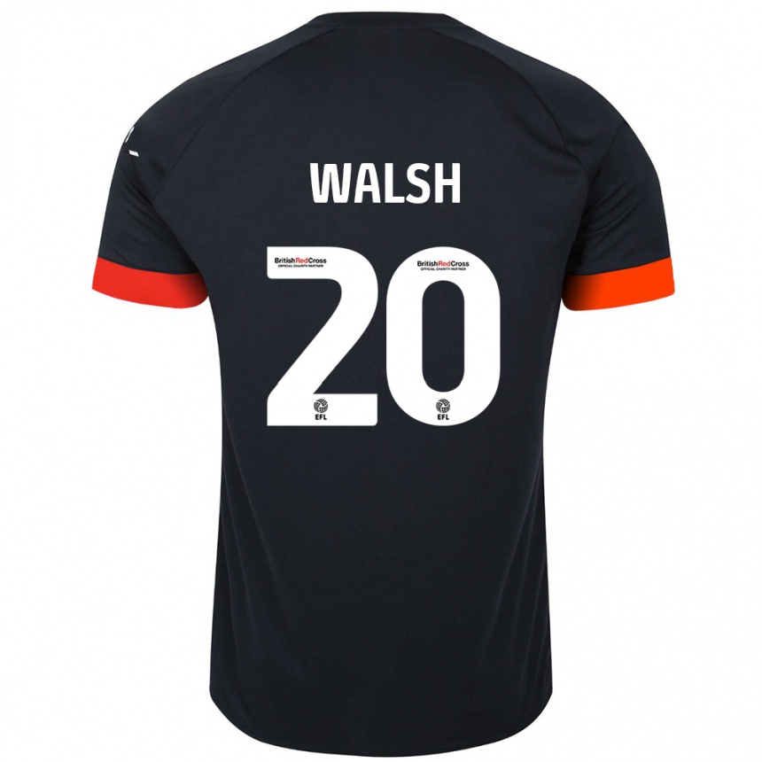 Kids Football Liam Walsh #20 Black Orange Away Jersey 2024/25 T-Shirt Uk