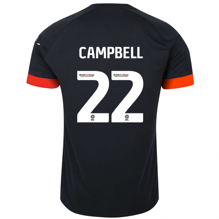 Kids Football Allan Campbell #22 Black Orange Away Jersey 2024/25 T-Shirt Uk