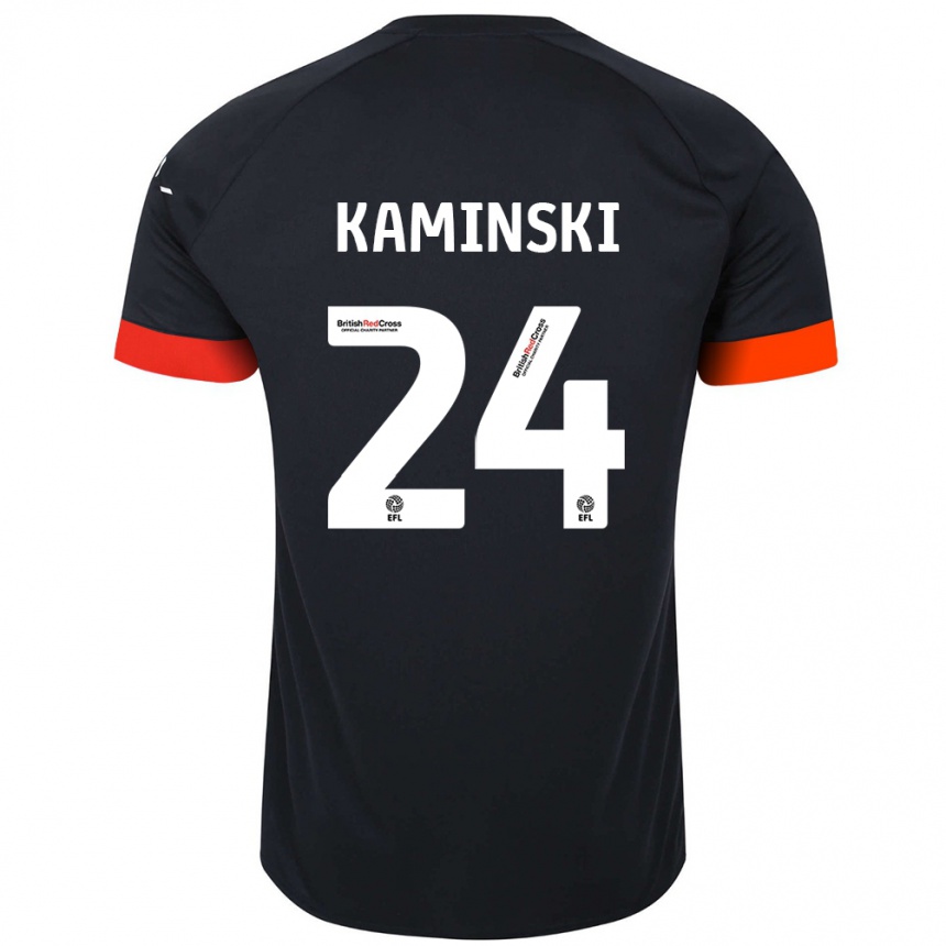 Kids Football Thomas Kaminski #24 Black Orange Away Jersey 2024/25 T-Shirt Uk