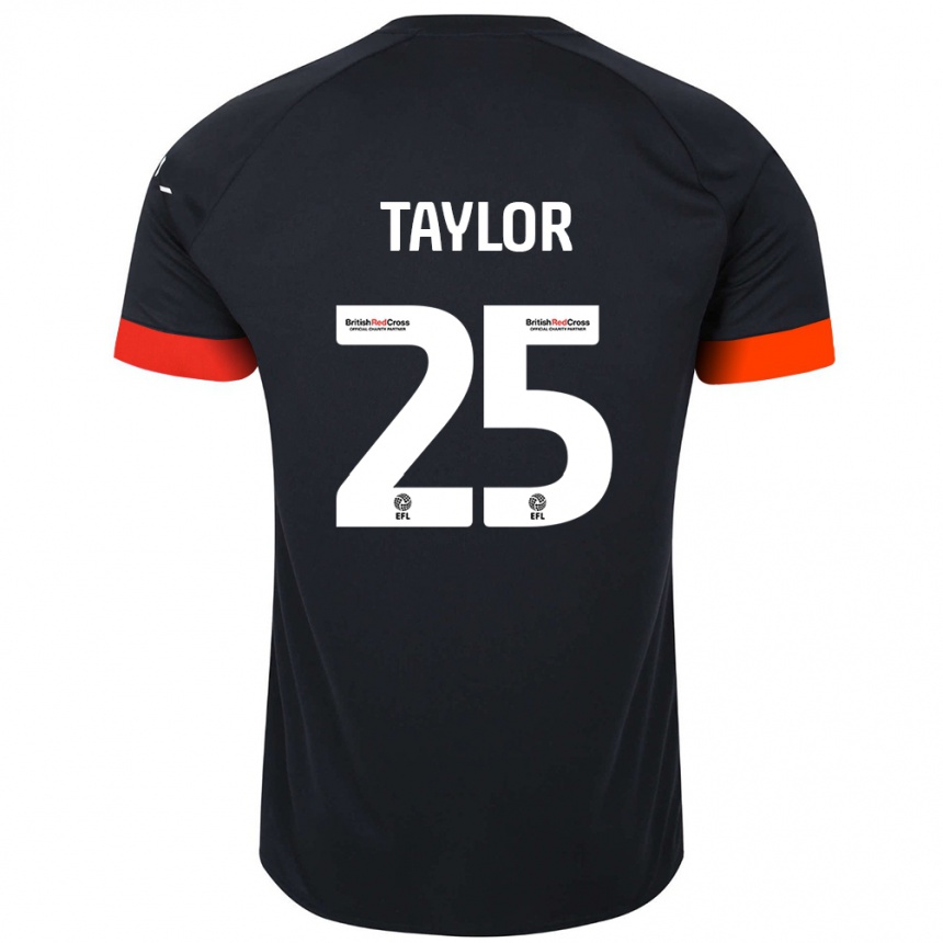 Kids Football Joe Taylor #25 Black Orange Away Jersey 2024/25 T-Shirt Uk