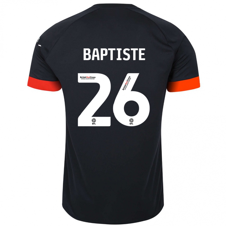 Kids Football Shandon Baptiste #26 Black Orange Away Jersey 2024/25 T-Shirt Uk