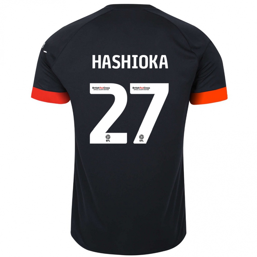 Kids Football Daiki Hashioka #27 Black Orange Away Jersey 2024/25 T-Shirt Uk