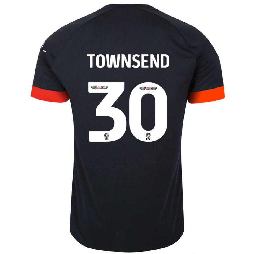 Kids Football Andros Townsend #30 Black Orange Away Jersey 2024/25 T-Shirt Uk