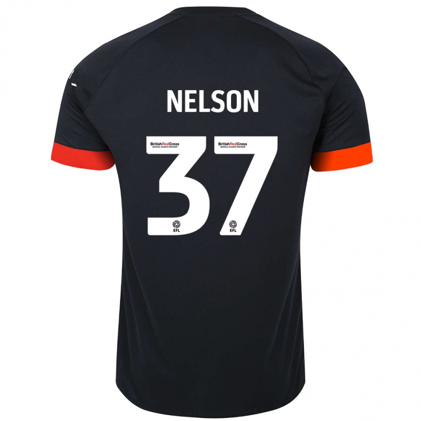 Kids Football Zack Nelson #37 Black Orange Away Jersey 2024/25 T-Shirt Uk