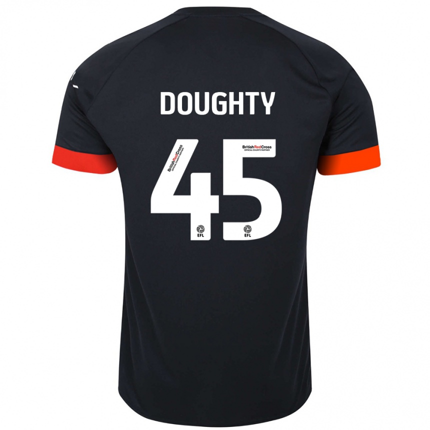 Kids Football Alfie Doughty #45 Black Orange Away Jersey 2024/25 T-Shirt Uk