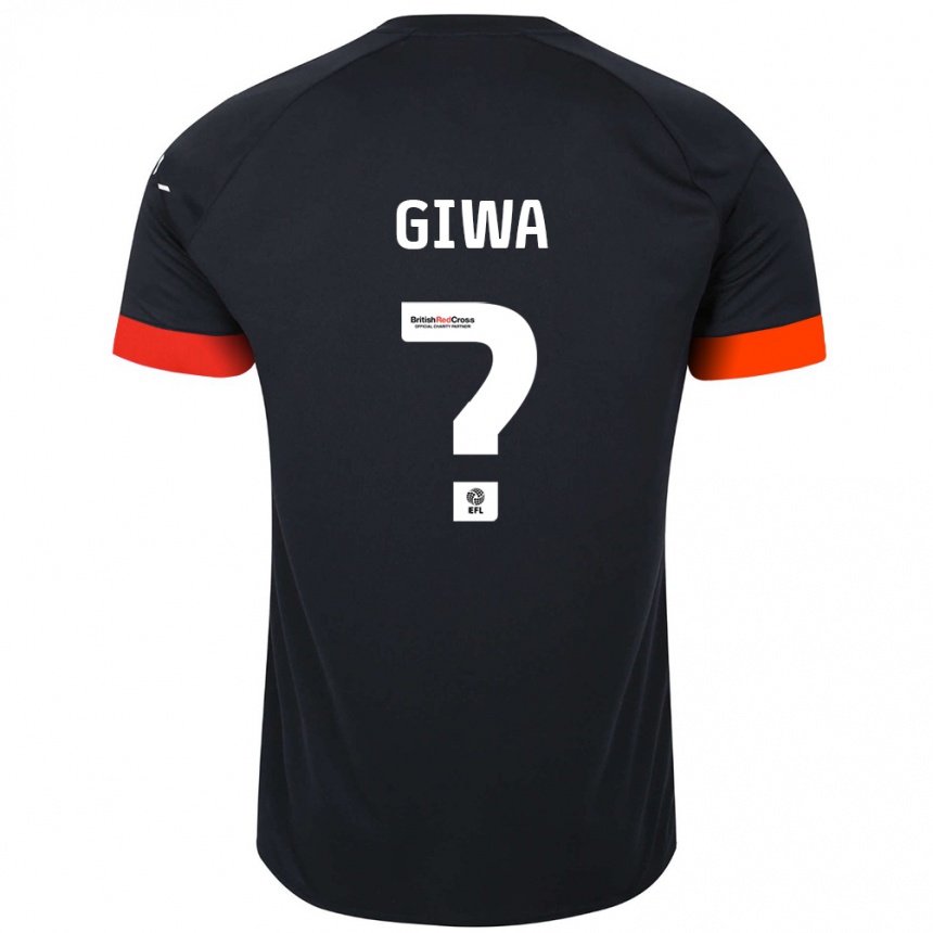 Kids Football Tyrell Giwa #0 Black Orange Away Jersey 2024/25 T-Shirt Uk