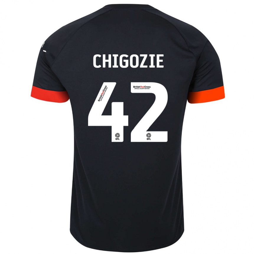 Kids Football Christian Chigozie #42 Black Orange Away Jersey 2024/25 T-Shirt Uk